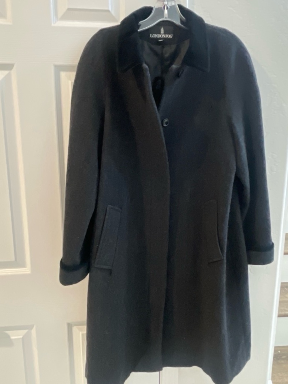 London Fog Black Single-Breasted Wool-Blend Pea Coat